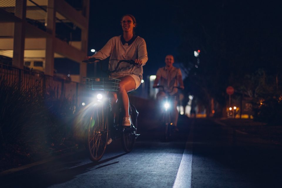 riding a bike at night